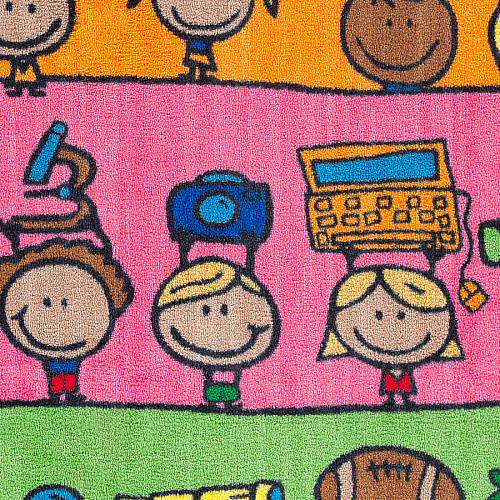 Flagship Carpets Easy Care Fun At School Rug Floor Rug - 60" Length x 36" Width - Multicolor - Nylon - 1 Each (CE19016W)