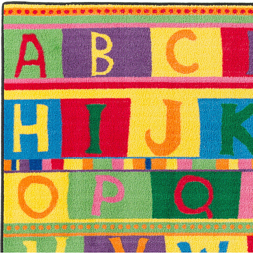Flagship Carpets Easy Care ABC Tapestry Rug Floor Rug - 72" Length x 48" Width - Multicolor - Nylon - 1 Each (CE19222W)