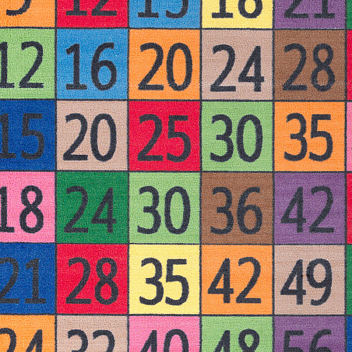 Flagship Carpets Math Collection Multiply/Divide Rug 48" Length x 48" Width - Square - Multicolor - Nylon - 1 Each (FE10214A)