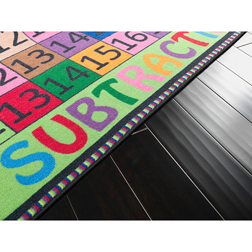 Flagship Carpets Math Collection Addition/Subtraction Rug 48" Length x 48" Width - Square - Multicolor - Nylon - 1 Each (FE10314A)