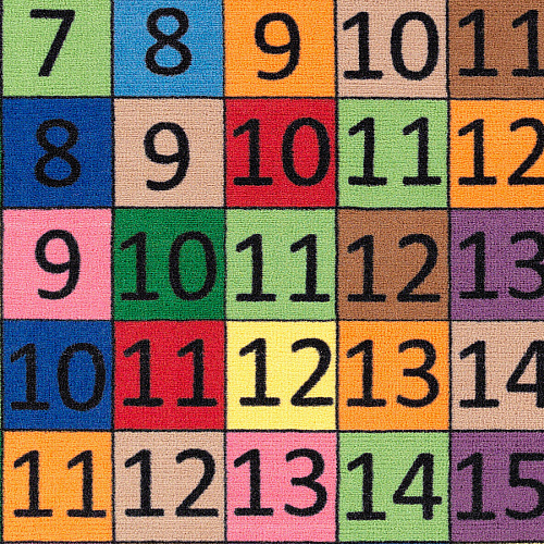 Flagship Carpets Math Collection Addition/Subtraction Rug 12 ft Length x 12 ft Width - Square - Multicolor - Nylon - 1 Each (FE10370A)