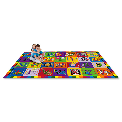 Flagship Carpets ABC Blocks Alphabet Rug 99.96" Length x 69.96" Width - Oval - Multicolor - Nylon - 1 Each (FE11132A)