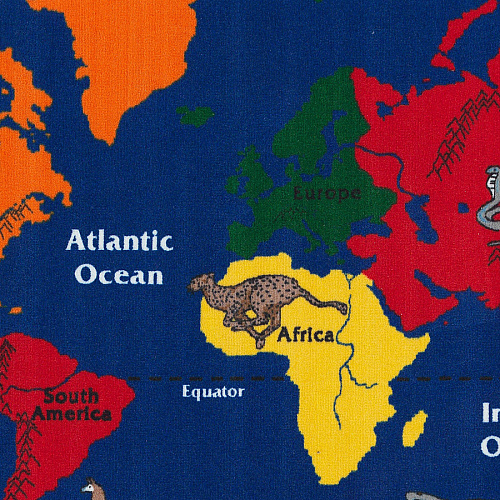 Flagship Carpets Maps That Teach Global Rug 12 ft Length x 90" Width - Multicolor - Nylon - 1 Each (FE12244A)