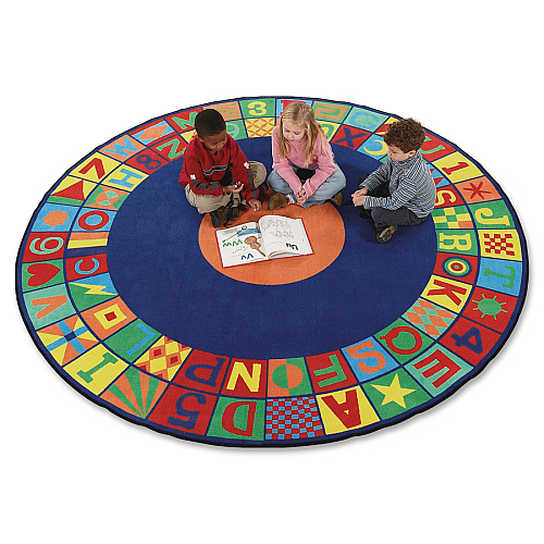 Flagship Carpets Floors That Teach Round Rug Floor Rug - 96" Diameter - Circle - Multicolor - Nylon - 1 Each (FE14887A)