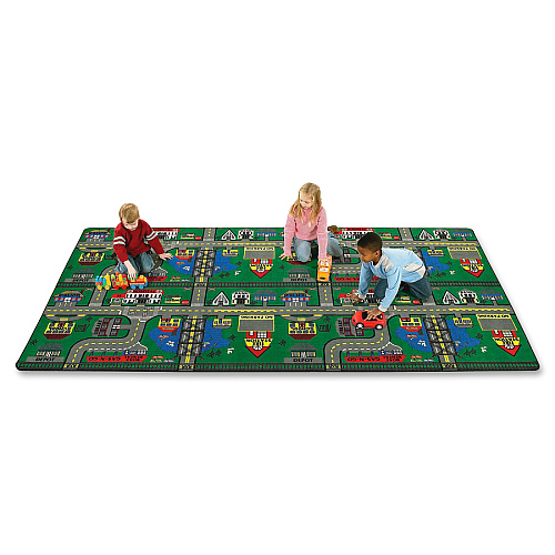 Flagship Carpets Places To Go Activity Rug 72" Length x 36" Width - Rectangle - Multicolor - Nylon - 1 Each (FE15116A)
