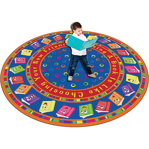 Flagship Carpets Bright CircleTime Books Round Rug 72" Diameter - Circle - Multicolor - 1 Each (FE33885A)