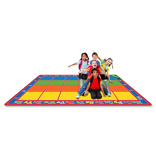 Flagship Carpets Primary Colors Square Grids Rug 12 ft Length x 90" Width - Multicolor - 1 Each (FE34444A)