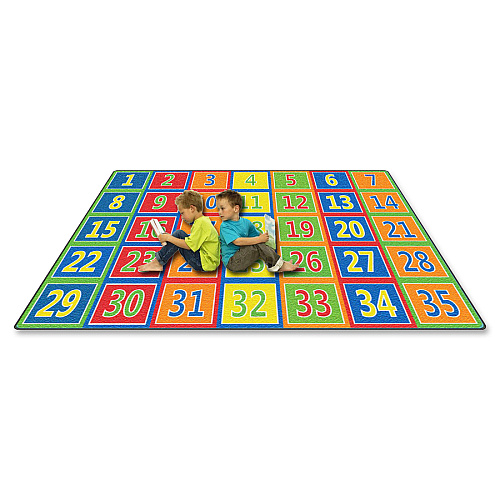 Flagship Carpets Fun 123s Color Square Rows Rug 12 ft Length x 90" Width - Multicolor - 1 Each (FE37644A)