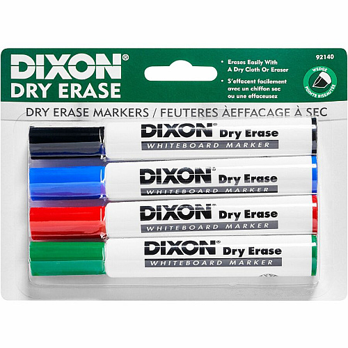 Ticonderoga Dry Erase Markers Broad, Fine Marker Point - Chisel Marker Point Style - Assorted - 4 / Pack (92140)