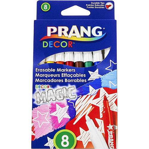 Prang Decor Magic Erasable Markers Assorted Water Based Ink - 8 / Set (74108)