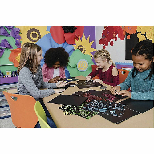 Creativity Street Now You See It! Etch Board Classroom Activities - Recommended For 5 Year - 11" Height x 8.50" Width - Red, Yellow, Blue, Pink, White, Black - Card Stock - 12 / Pack (4620)