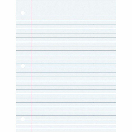 Pacon Wide Ruled Filler Paper 200 Sheets - Wide Ruled Front Ruling - 0.38" Ruled - Red Margin - 3 Hole(s) - 8" x 10 1/2" Sheet Size - White Paper - Smooth, Punched - 200 / Pack (MMK09202)