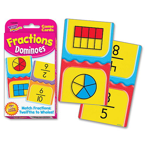Trend Fractions Dominoes Challenge Cards Game Theme/Subject: Learning - Skill Learning: Fraction - 56 Pieces - 9+ - 56 / Pack (24009)