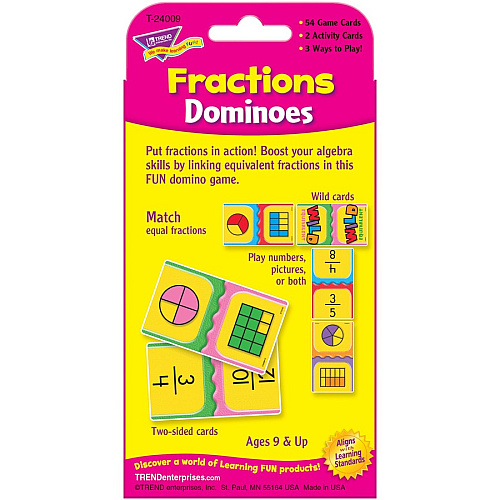 Trend Fractions Dominoes Challenge Cards Game Theme/Subject: Learning - Skill Learning: Fraction - 56 Pieces - 9+ - 56 / Pack (24009)