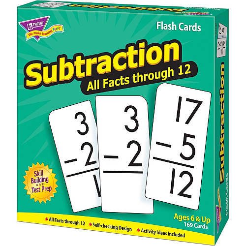Trend Subtraction all facts through 12 Flash Cards Theme/Subject: Learning - Skill Learning: Subtraction - 169 Pieces - 6+ - 169 / Box (53202)