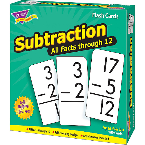 Trend Subtraction all facts through 12 Flash Cards Theme/Subject: Learning - Skill Learning: Subtraction - 169 Pieces - 6+ - 169 / Box (53202)