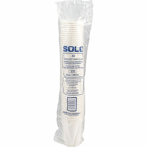 Solo 10 oz Paper Hot Cups 10 fl oz - White - Paper - Hot Drink, Cold Drink, Beverage - 50/Pack - 20 / Carton (370W2050)