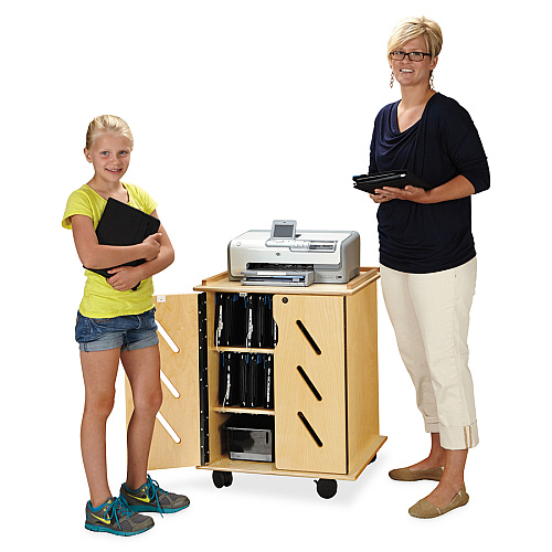 Jonti-Craft Laptop/Tablet Storage Cart 24" Width x 23" Depth x 30" Height - Woodgrain - For 32 Devices - 1 Each (3400JC)