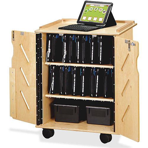 Jonti-Craft Laptop/Tablet Storage Cart 24" Width x 23" Depth x 30" Height - Woodgrain - For 32 Devices - 1 Each (3400JC)