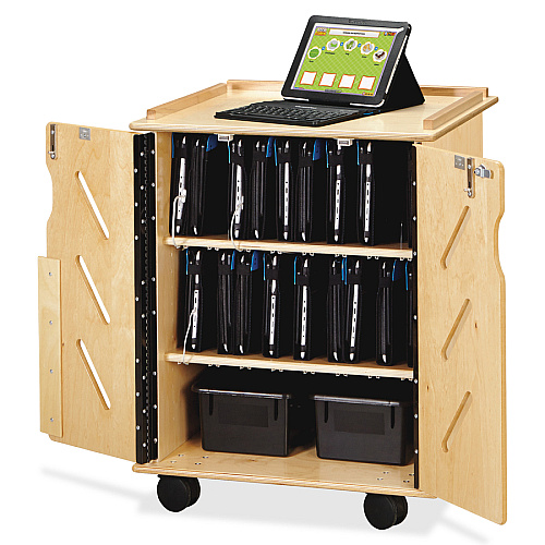 Jonti-Craft Laptop/Tablet Storage Cart 24" Width x 23" Depth x 30" Height - Woodgrain - For 32 Devices - 1 Each (3400JC)