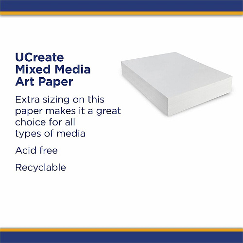UCreate Art1st Mixed Media Art Paper Art - 4" Height x 18" Width x 24" Length - White - Paper - 500 / Ream (4835)