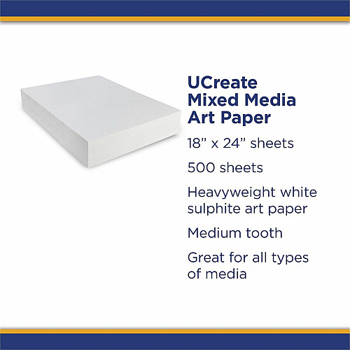 UCreate Art1st Mixed Media Art Paper Art - 4" Height x 18" Width x 24" Length - White - Paper - 500 / Ream (4835)
