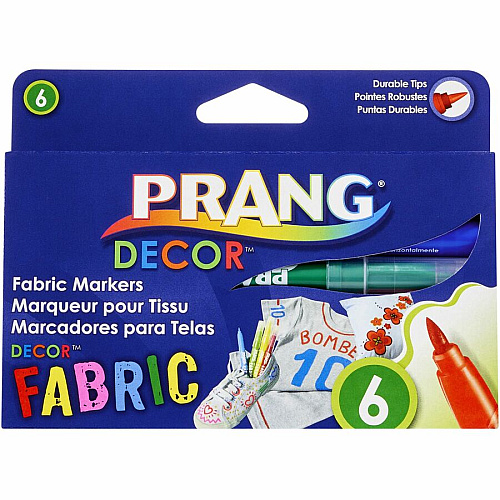 Prang Decor Fabric Markers Brush Marker Point - Assorted Ink - 6 / Set (74106)