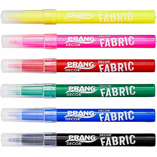 Prang Decor Fabric Markers Brush Marker Point - Assorted Ink - 6 / Set (74106)
