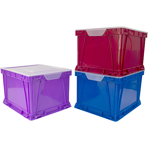 Storex 3 Piece Cube Storage Bins External Dimensions: 14.3" Width x 17.3" Depth x 10.5" Height - Stackable - Plastic - Assorted Bright - For File - Recycled - 3 / Set (62012U03C)