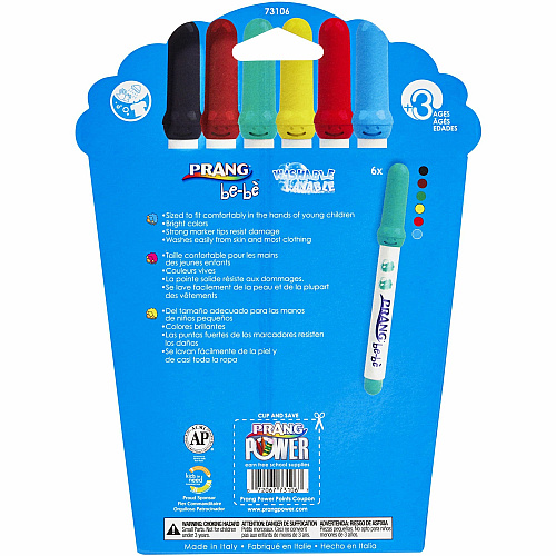 Prang be-be Jumbo Markers Washable - Assorted Ink - 6 / Set (73106)