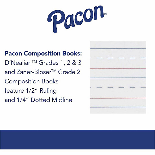 Pacon Composition Book 100 Sheets - 200 Pages - Spiral Bound - Short Way Ruled Front Ruling - 0.50" Ruled - 7 1/2" x 9 3/4" Sheet Size - Blue Cover - 1 Each (2429)