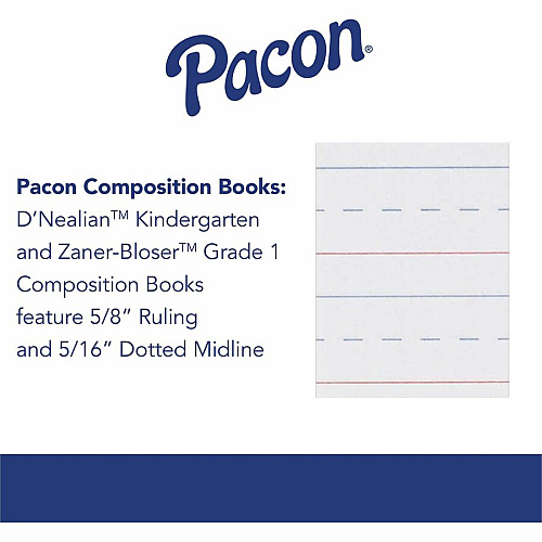 Pacon Composition Book 100 Sheets - 200 Pages - Spiral Bound - Short Way Ruled Front Ruling - 0.63" Ruled - 4.50" Picture Story Space - 7 1/2" x 9 3/4" Sheet Size - Red Cover - Recycled - 1 Each (2432)