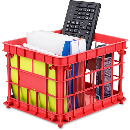 Storex Storage Crate External Dimensions: 14.3" Width x 17.3" Depth x 11.2" Height - Stackable - Assorted - For File, Classroom Supplies - Recycled - 3 / Set (61473U03C)