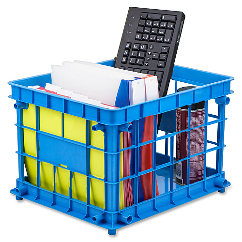 Storex Storage Crate External Dimensions: 14.3" Width x 17.3" Depth x 11.2" Height - Stackable - Assorted - For File, Classroom Supplies - Recycled - 3 / Set (61473U03C)