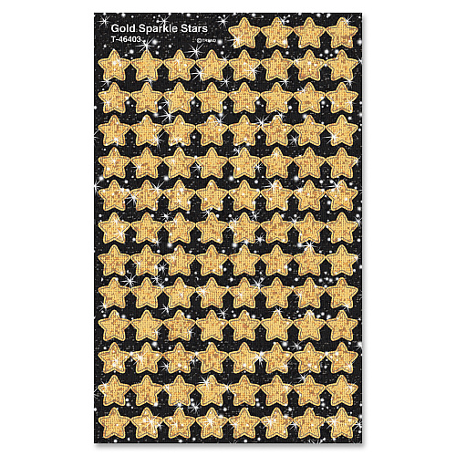 Trend Gold Sparkle Stars superShapes Stickers Sparkle Stars Shape - Self-adhesive - Acid-free, Fade Resistant, Non-toxic, Photo-safe - Gold - 400 / Pack (46403)