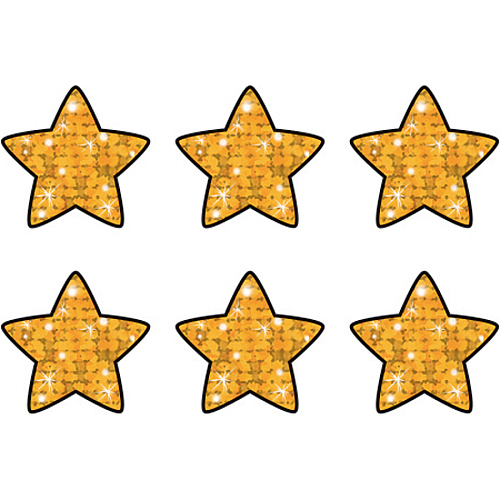 Trend Gold Sparkle Stars superShapes Stickers Sparkle Stars Shape - Self-adhesive - Acid-free, Fade Resistant, Non-toxic, Photo-safe - Gold - 400 / Pack (46403)