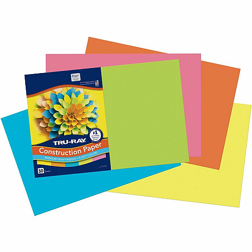 Tru-Ray Construction Paper Art Project - 18" Width x 12" Length - 50 / Pack - Hot Assorted - Sulphite, Paper (6597)