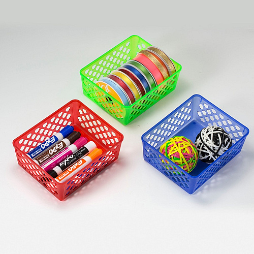 Officemate Achieva Supply Baskets 2.4" Height x 8.1" Width x 5" Depth - Red, Green, Blue (26203)
