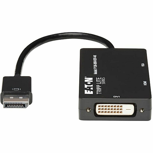 Eaton Tripp Lite Series DisplayPort to VGA/DVI/HDMI All-in-One Converter Adapter, DP ver 1.2, 4K 30 Hz HDMI 6" DVI/DisplayPort/HDMI/VGA A/V Cable for Audio/Video Device, Notebook, Tablet, Monitor, Projector, TV - First End: 1 x DisplayPort  (P13606NHDV4K)
