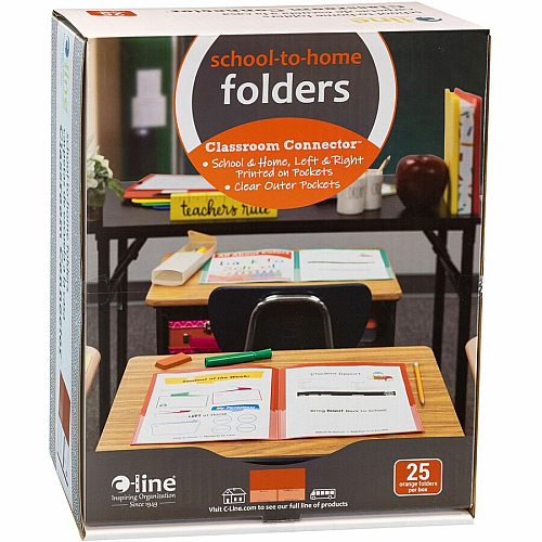 C-Line Classroom Connector Letter Report Cover 8 1/2" x 11" - 2 Internal Pocket(s) - Orange - 25 / Box (32002)