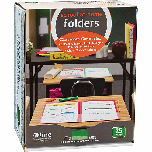 C-Line Classroom Connector Letter Report Cover 8 1/2" x 11" - 2 Internal Pocket(s) - Green - 25 / Box (32003)