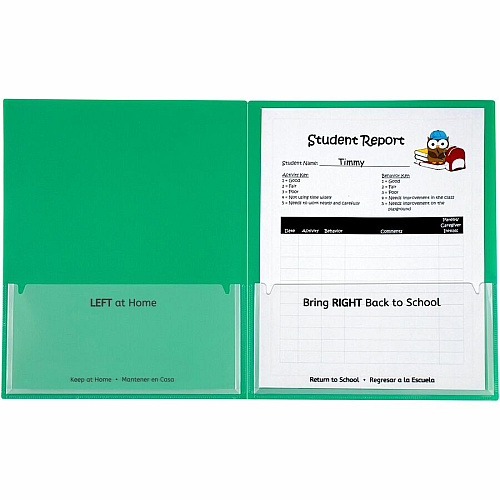 C-Line Classroom Connector Letter Report Cover 8 1/2" x 11" - 2 Internal Pocket(s) - Green - 25 / Box (32003)