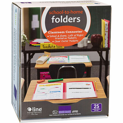 C-Line Classroom Connector Letter Report Cover 8 1/2" x 11" - 2 Internal Pocket(s) - Purple - 25 / Box (32009)