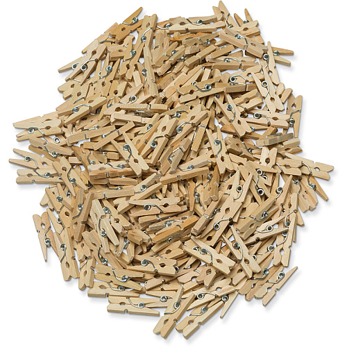 Creativity Street WoodCrafts Natural Mini Clothespins Mini - 1" Length x 1.5" Width - for Artwork - Natural - Wood - 250 / Pack (367201)