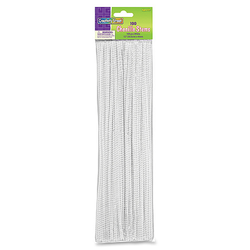 Creativity Street Chenille Stems Classroom Activities, Craft Project - Recommended For 4 Year12" Length x 0.2" Diameter - 100 / Pack - White - Polyester (711202)
