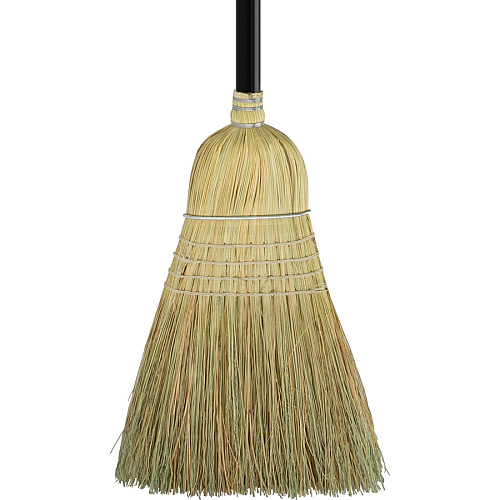 Genuine Joe Warehouse Broom Corn Fiber Bristle - 38" Handle Length - Lacquered Wood Handle - Natural - 1 Each (GJO12001)