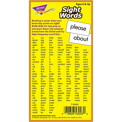 Trend Sight Words Skill Drill Flash Cards Fun, Learning - Educational - 1 Each (53003)