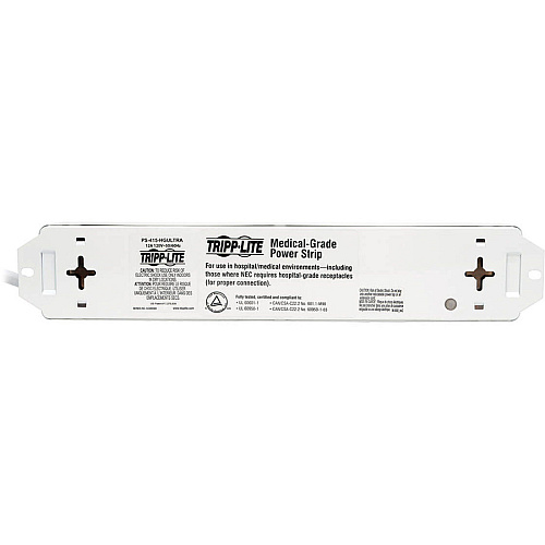 Tripp Lite by Eaton Safe-IT UL 60601-1 Medical-Grade Power Strip for Patient-Care Vicinity, 4x 15A Hospital-Grade Outlets, Safety Covers, 6 ft. Cord NEMA 5-15P-HG - 4 x NEMA 5-15R-HG - 6 ft Cord - 15 A Current - 120 V AC Voltage - External (PS406HGULTRA)