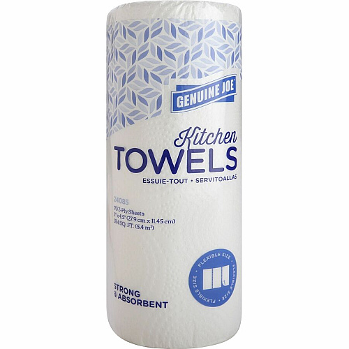 Genuine Joe Kitchen Roll Flexible Size Towels 2 Ply - 1 5/8" Core - White - Paper - 30 / Carton (GJO24085)