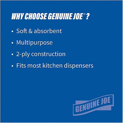Genuine Joe Paper Towels 2 Ply - 8" Width x 11" Length - 250 Sheets/Roll - 1 5/8" Core - White - Paper - 12 / Carton (GJO25012)